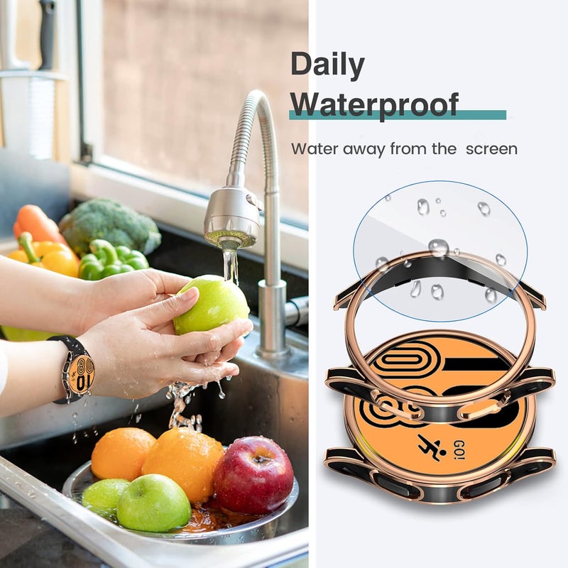 Tensea [4+4Pack for Samsung Galaxy Watch FE 2024/5 2022/4 2021 Screen Protector Case 40mm Accessories, Hard PC Bumper/HD Anti-Fog Tempered Glass Protective Film, Face Cover Set - Image 4